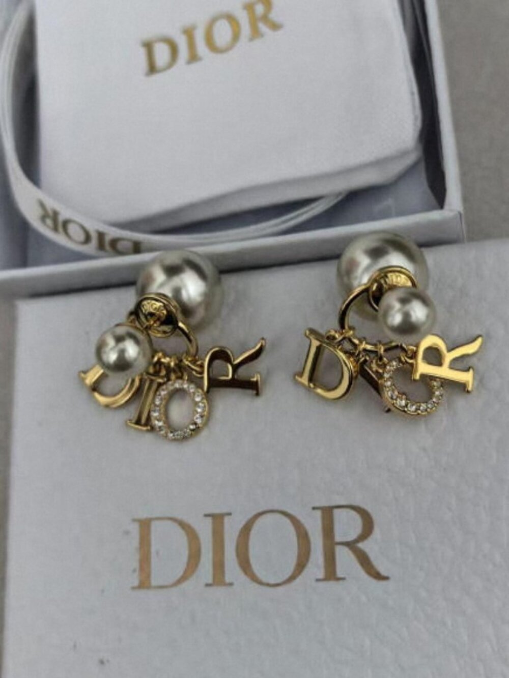Dior Pearl Earrings with Packaging